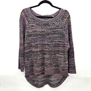 Allen B. By Allen Schwartz Open Weave Knit Multicolor‎ Lightweight Sweate…